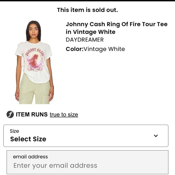 Daydreamer Johnny Cash Ring Of Fire Tour Tee in Vintage White NWOT - Picture 6 of 10